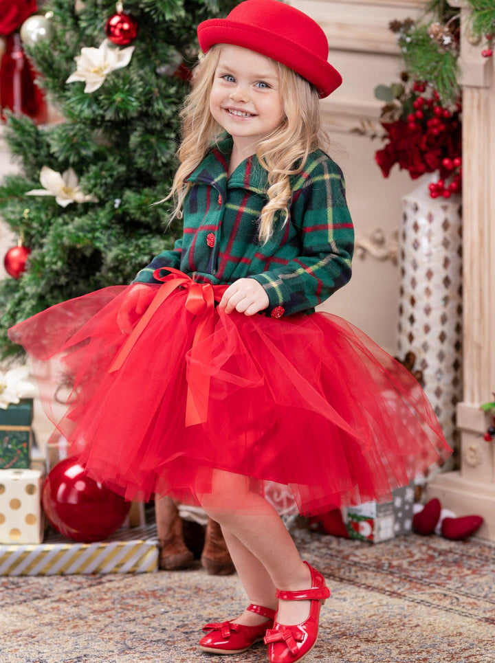 Cute Winter Dressy Outfits | Little Girls Plaid Blazer Tutu Dress