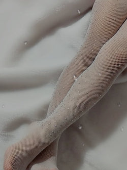 Girls White Rhinestone Embellished Fishnet Tights
