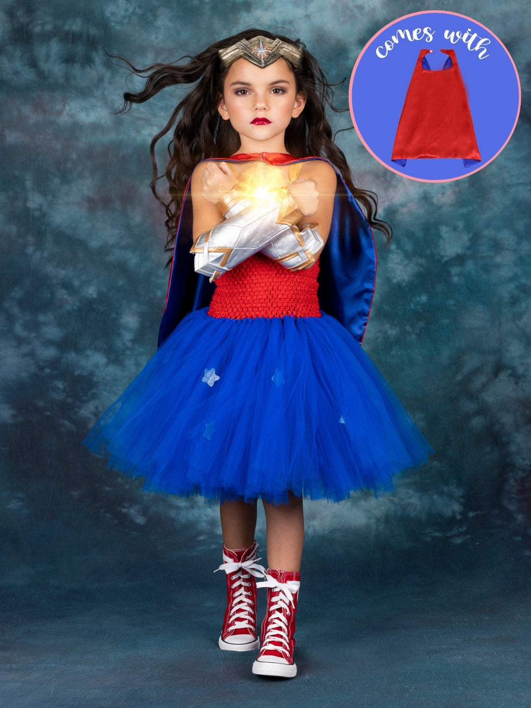 Girls Wonder Princess Tutu Costume Dress With Cape