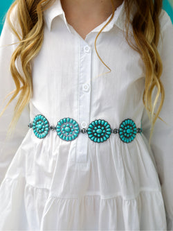 Girls Lil’ Boho Wanderer Turquoise Chain Belt