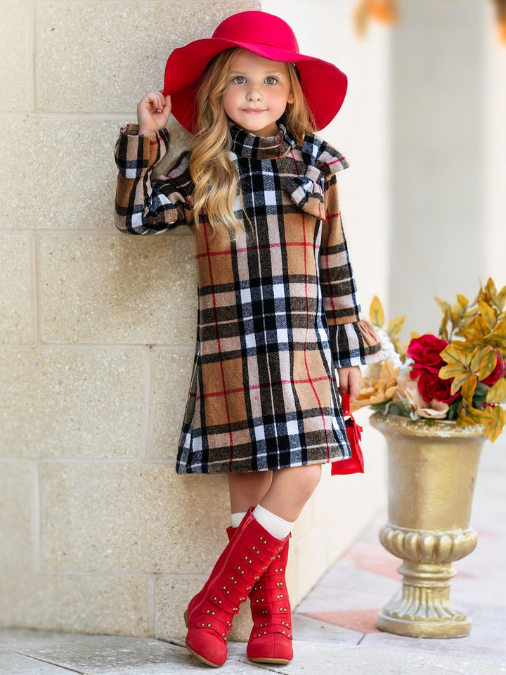 Classic Plaid Long Sleeve Shift Dress