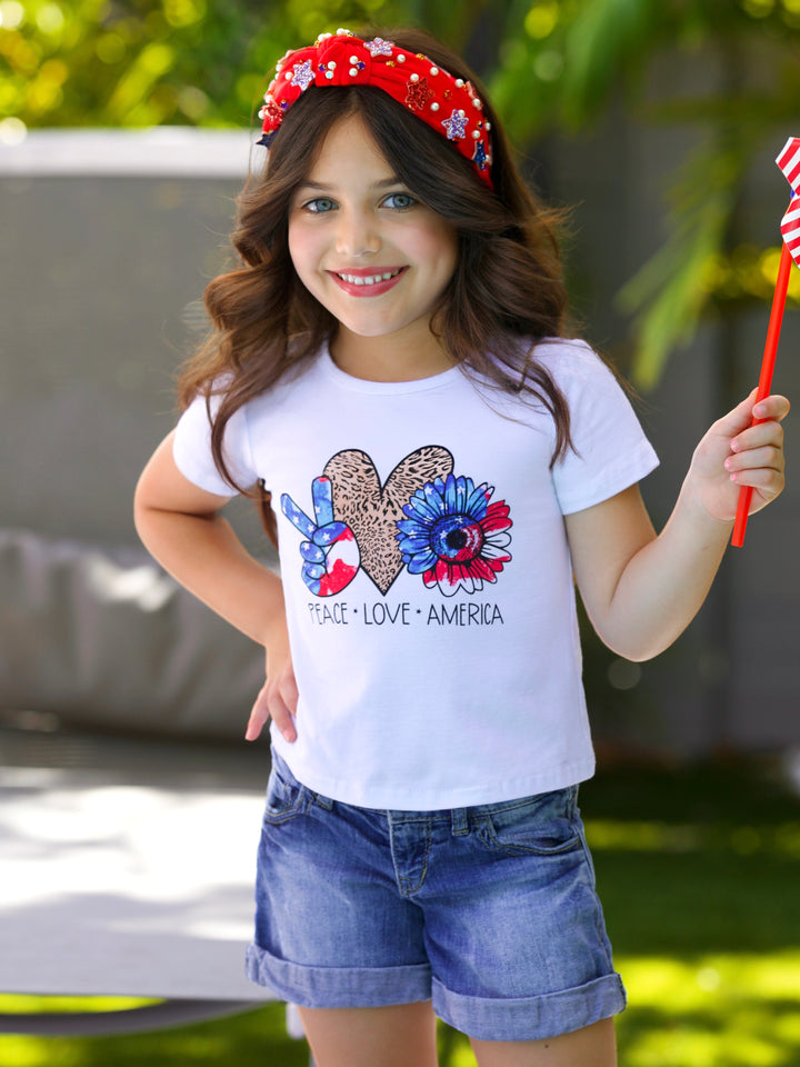 Peace, Love, America Short Sleeve Top