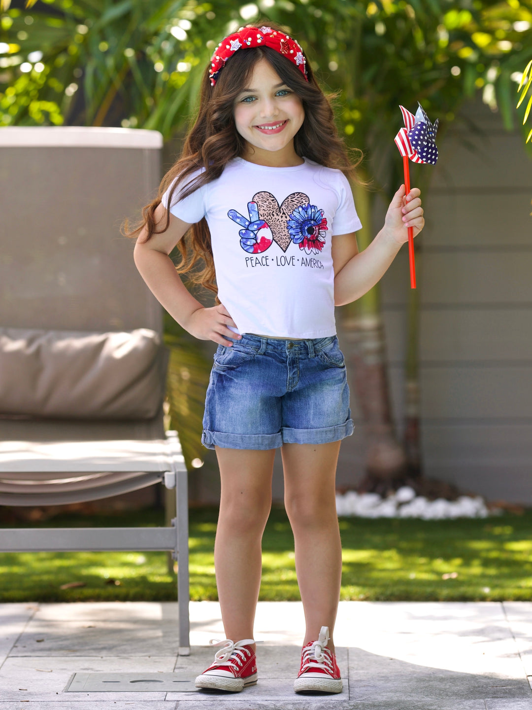 Peace, Love, America Short Sleeve Top