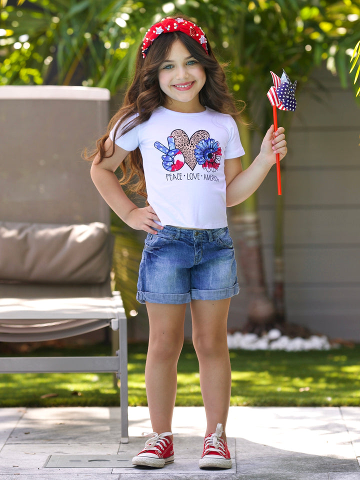 Peace, Love, America Short Sleeve Top