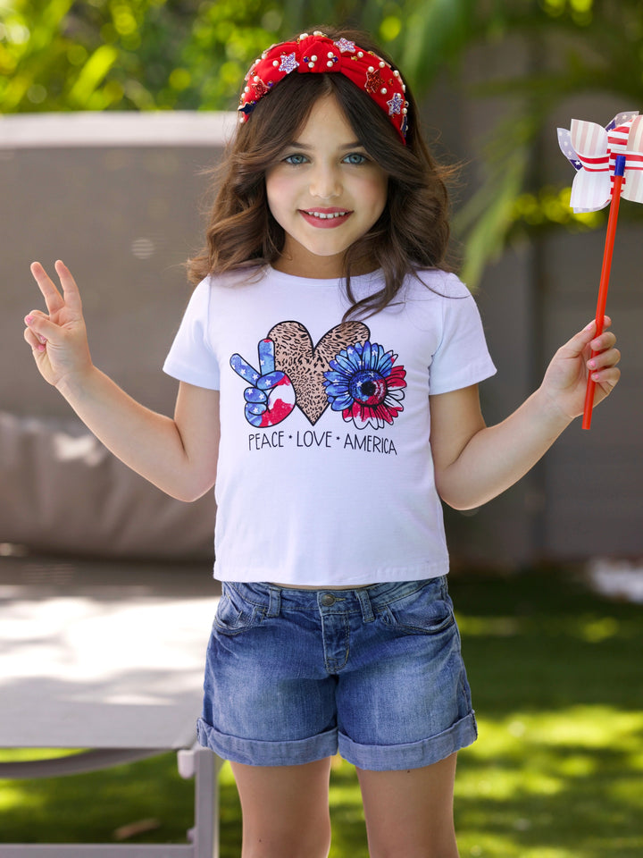 Peace, Love, America Short Sleeve Top