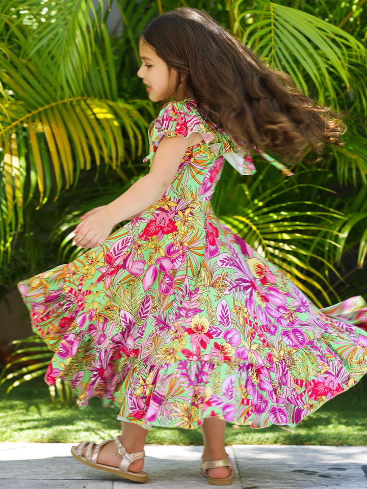 Tropical Florals Casual Hi-Lo Dress