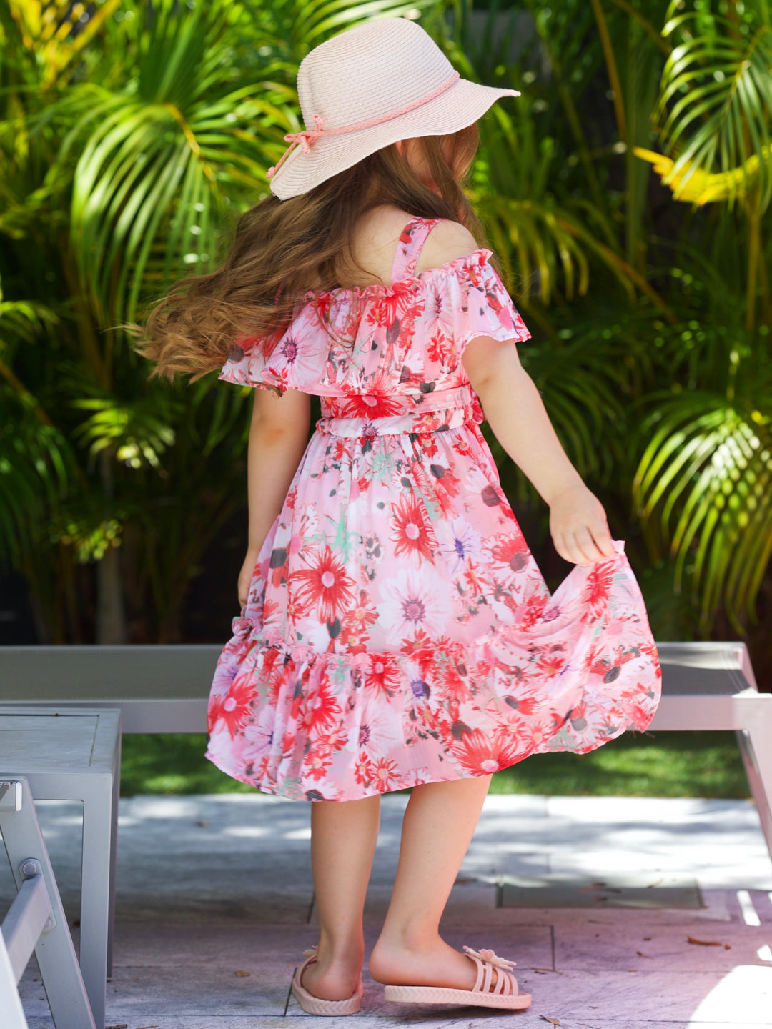 Seaside Petals Ruffle Midi Dress