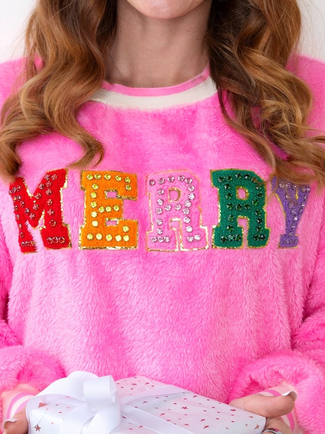 Mommy and Me Merry Embroidered Furry Sweater
