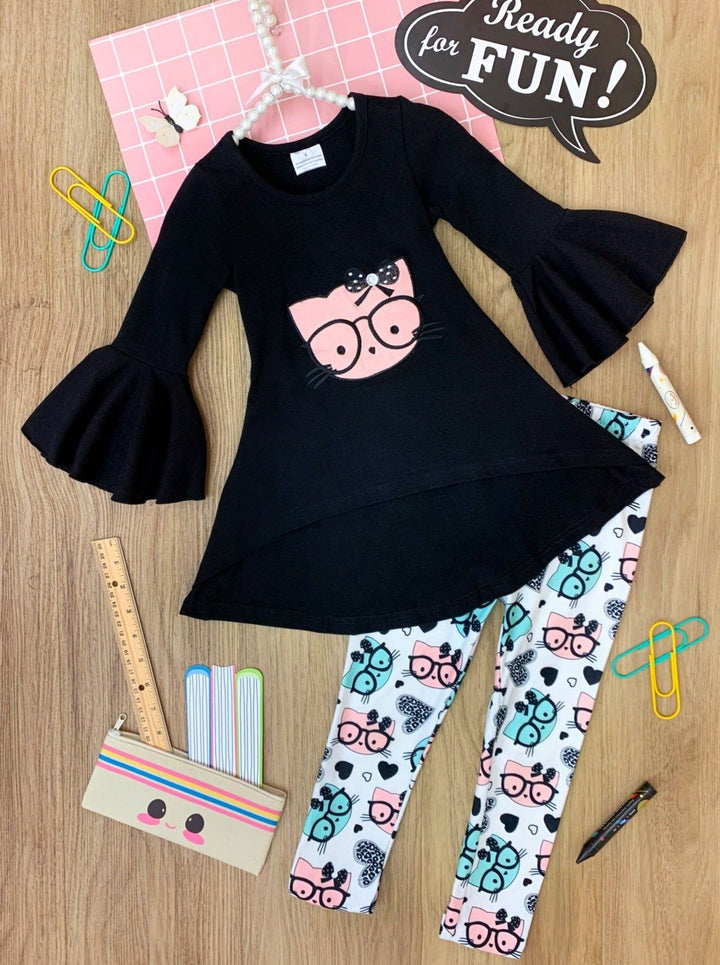 First Day of School | Kitten Tunic & Legging Set | Mia Belle Girls