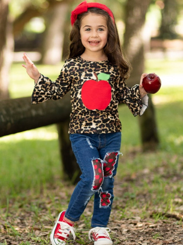 First Day of School | Leopard Top & Patched Jeans | Mia Belle Girls