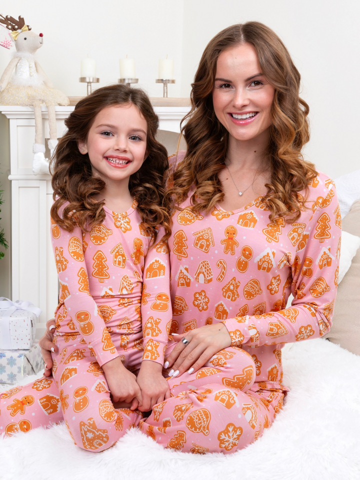 Mommy and Me Sugar and Spice Pink Gingerbread Pajama Set