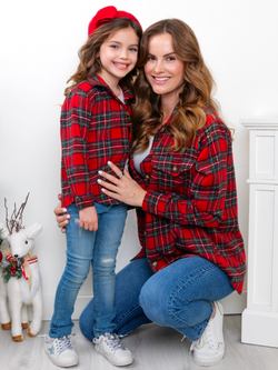 Mommy and Me Winter Plaid Flannel Shacket