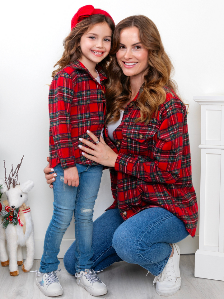 Mommy and Me Winter Plaid Flannel Shacket