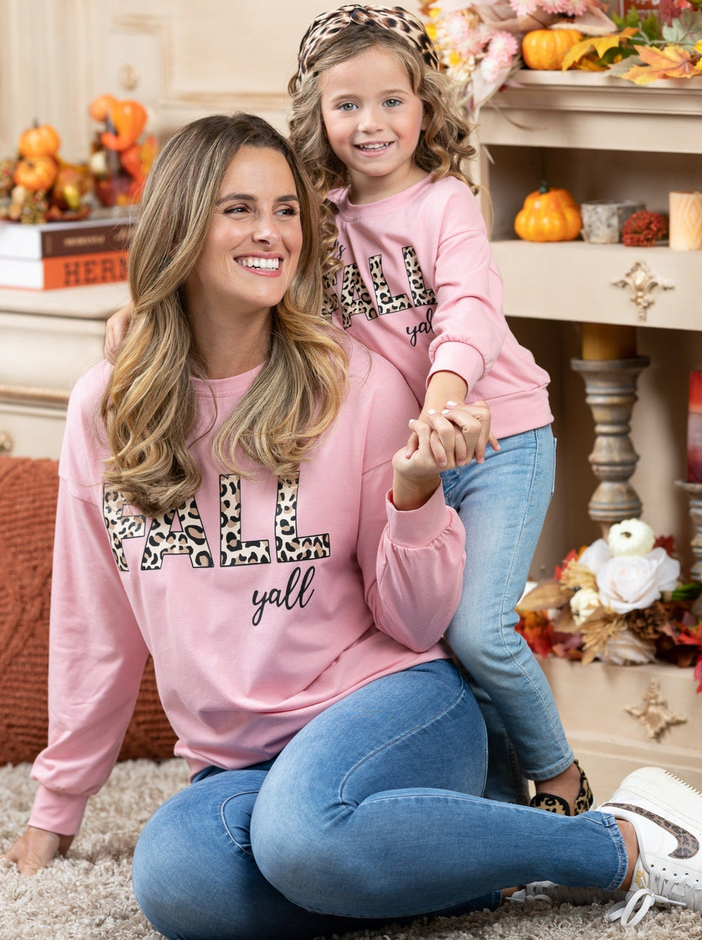 Mommy & Me Fall Tops | Matching Fall Leopard Print Pullover Sweatshirt