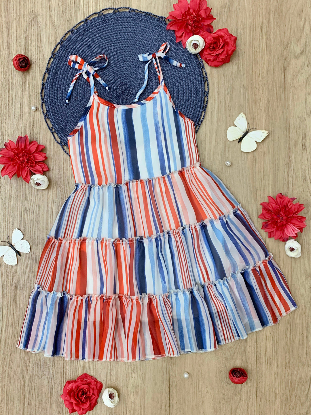 Mommy and Me Red White and Fabulous Striped Halter Dress