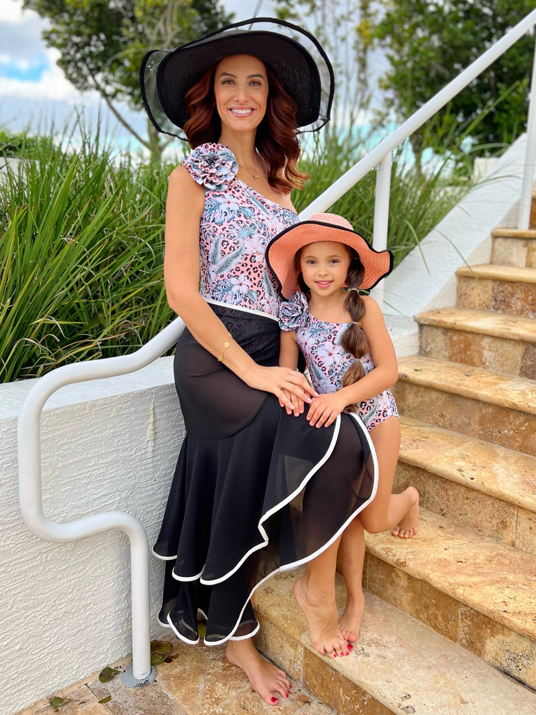 Mia Belle Girls Floral One Shoulder One Piece Swimsuit | Mommy and Me