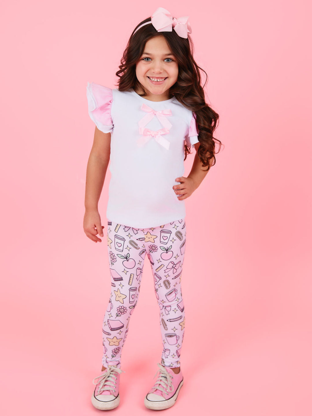 Brains and Bows Ruffle Sleeve Top & Legging Set