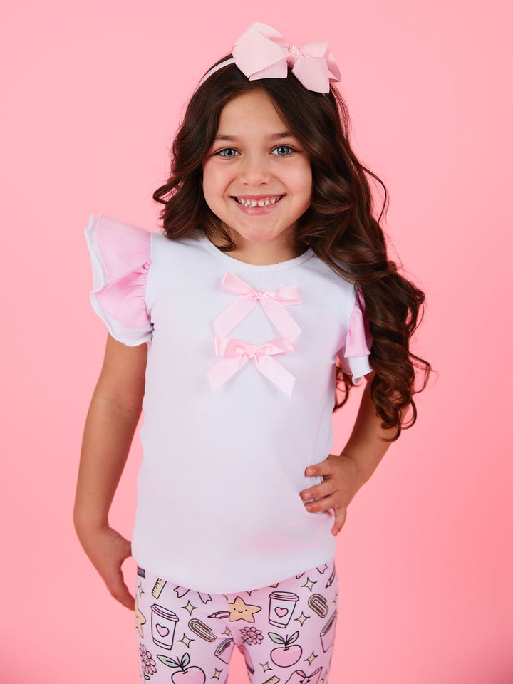 Brains and Bows Ruffle Sleeve Top & Legging Set