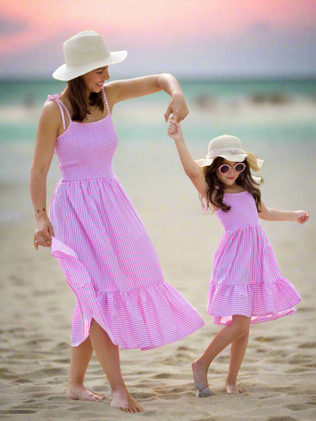 Mommy and Me Candy Stripe Smocked Midi Dress