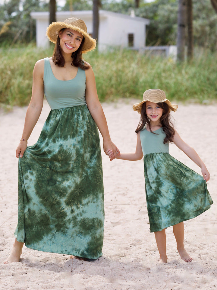 Mommy and Me Forest Glow Tie-Dye Maxi Dress