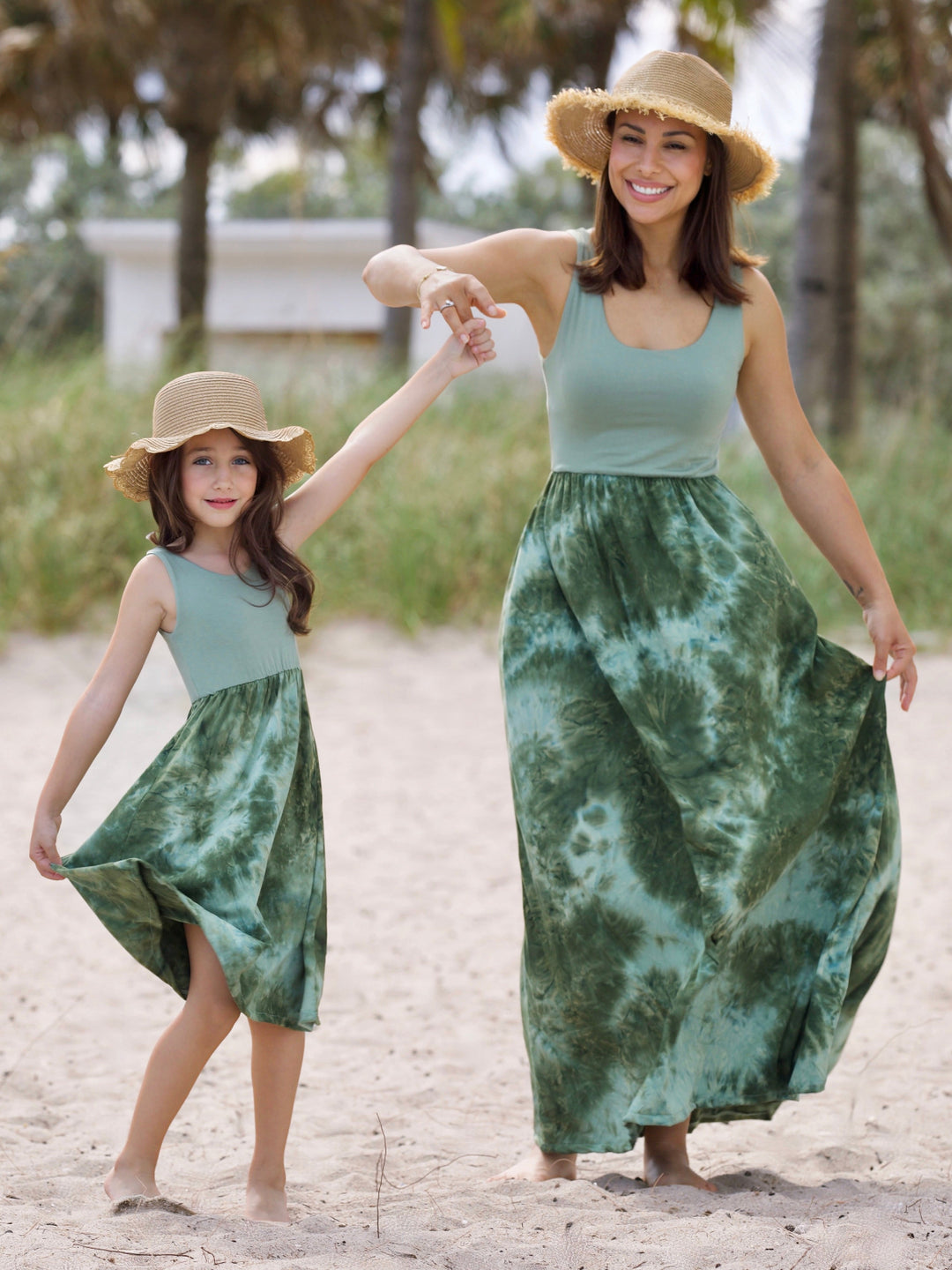 Mommy and Me Forest Glow Tie-Dye Maxi Dress