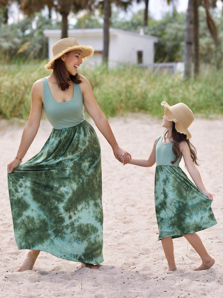 Mommy and Me Forest Glow Tie-Dye Maxi Dress