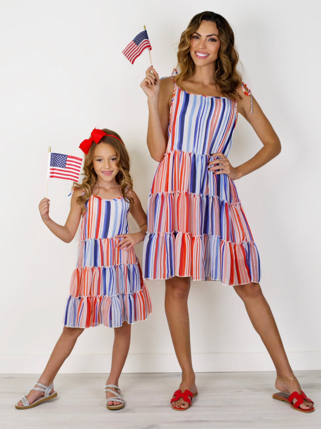 Mommy and Me Red White and Fabulous Striped Halter Dress