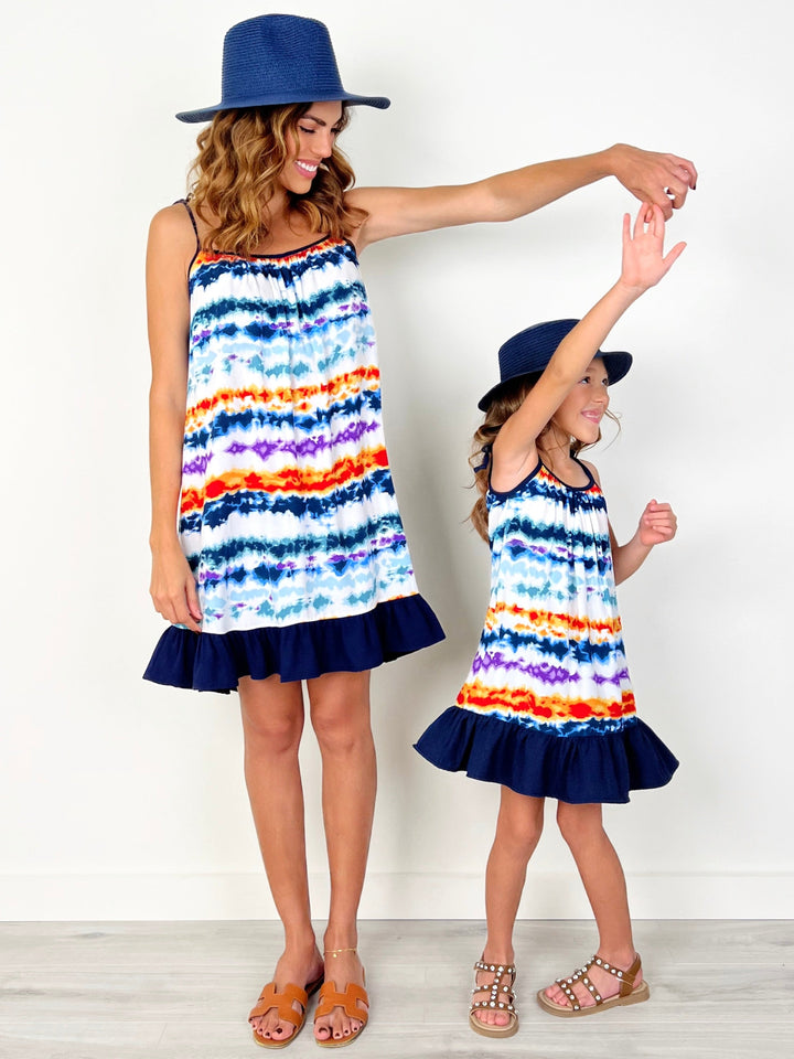 Mommy and Me Sunset Tie-Dye Ruffle Dress