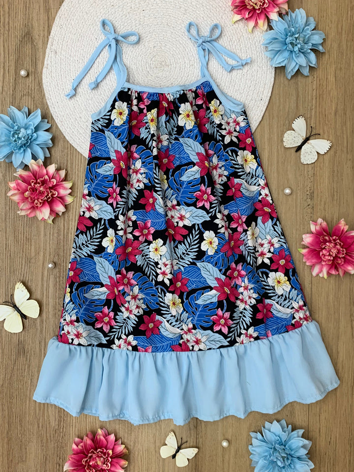 Mommy and Me Tropical Breeze Floral Ruffle Dress