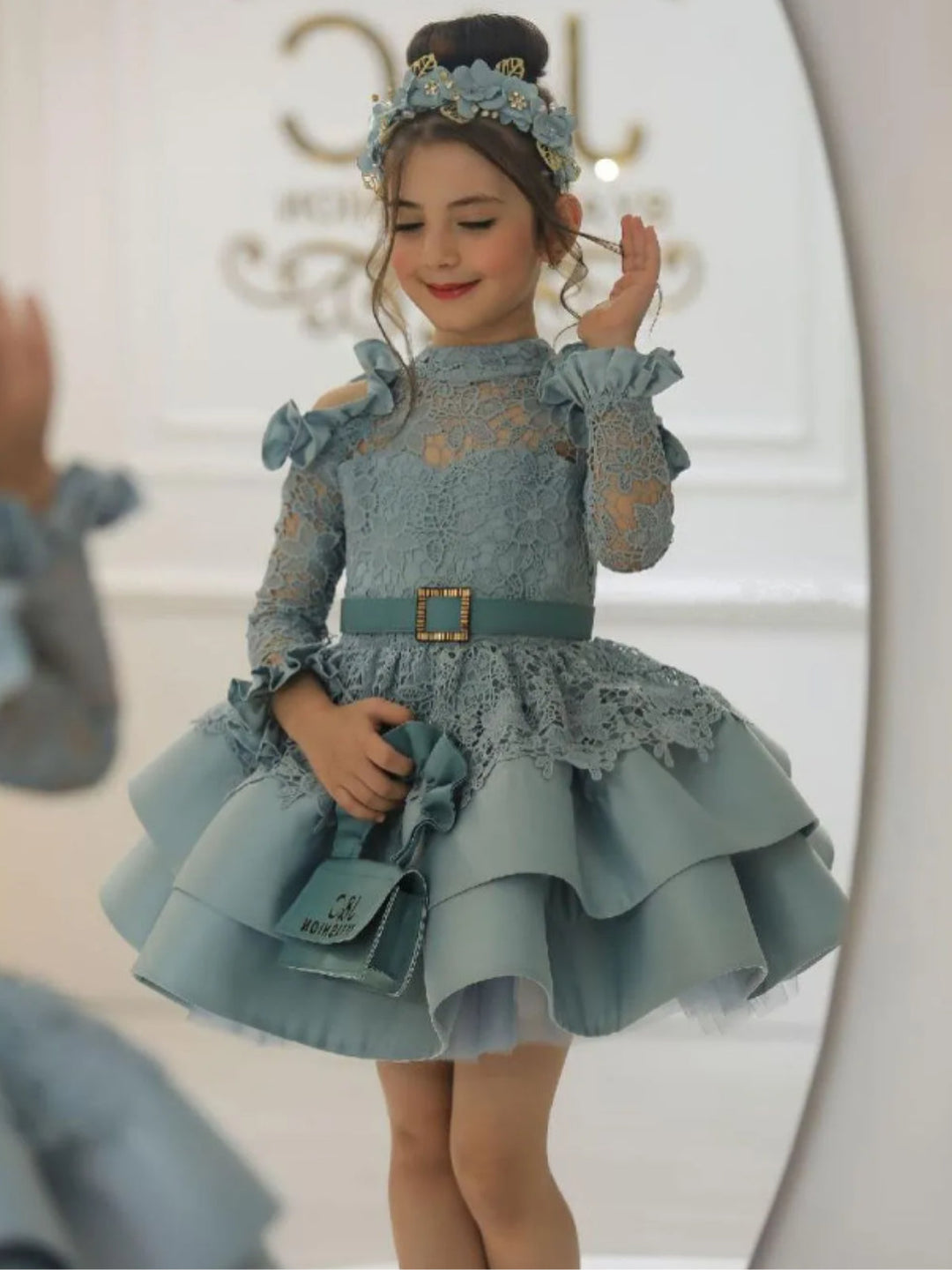 Mia Belle Girls Special Occasion Dresses | Cold Shoulder Lace Dress