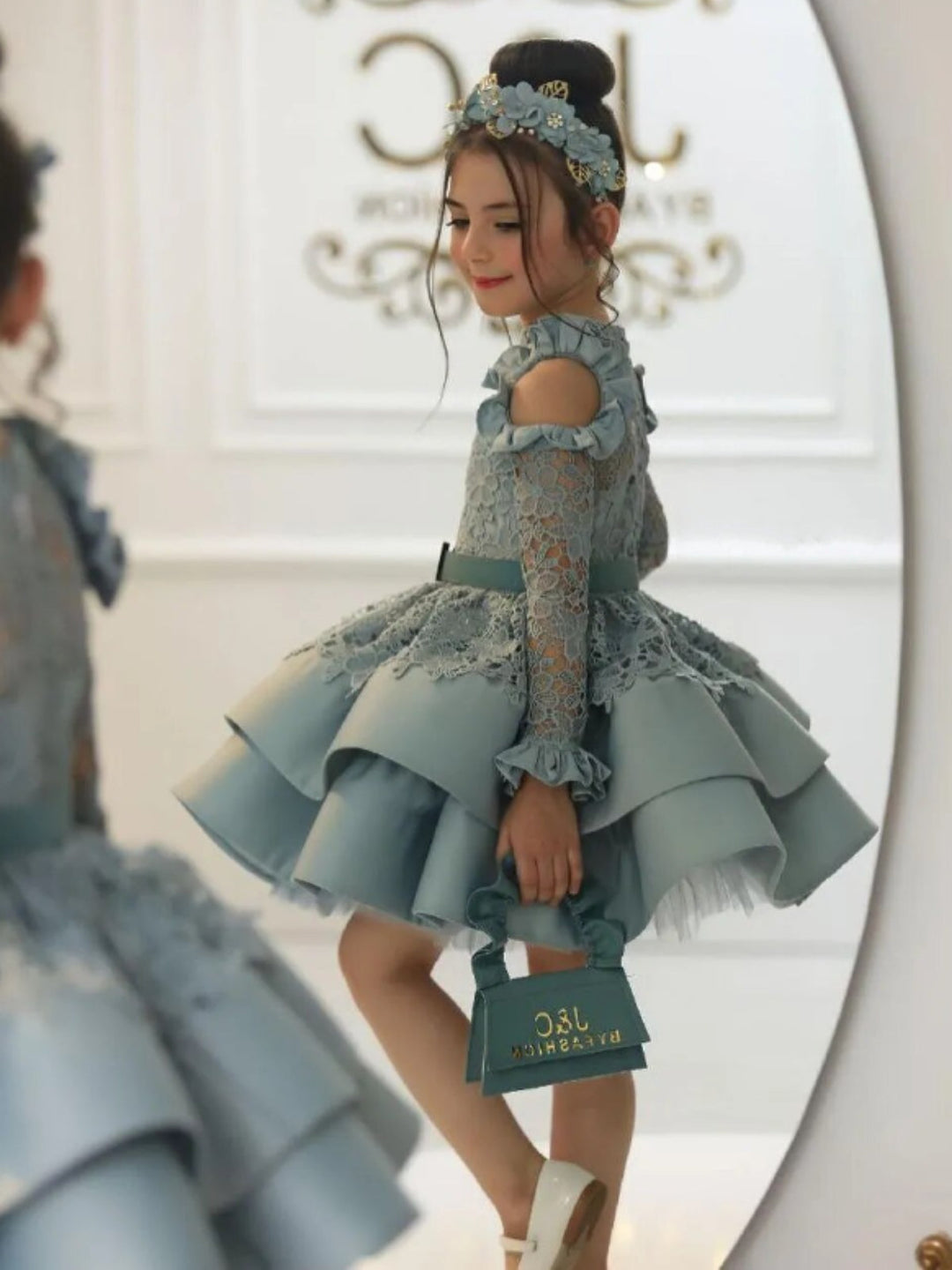 Mia Belle Girls Special Occasion Dresses | Cold Shoulder Lace Dress