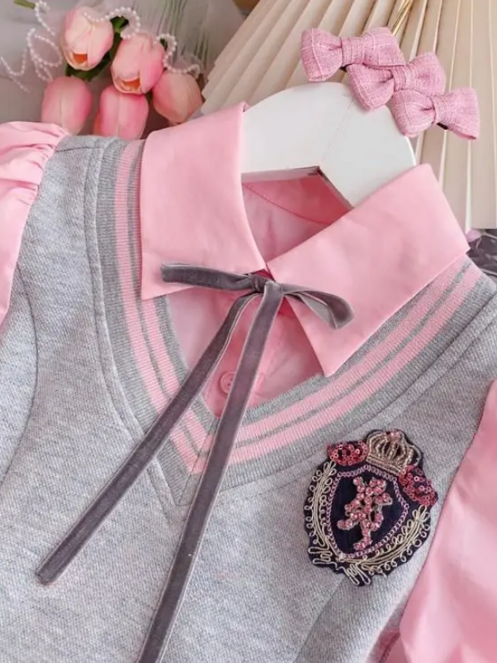 Elegant School Uniform Pleated Skirt Set