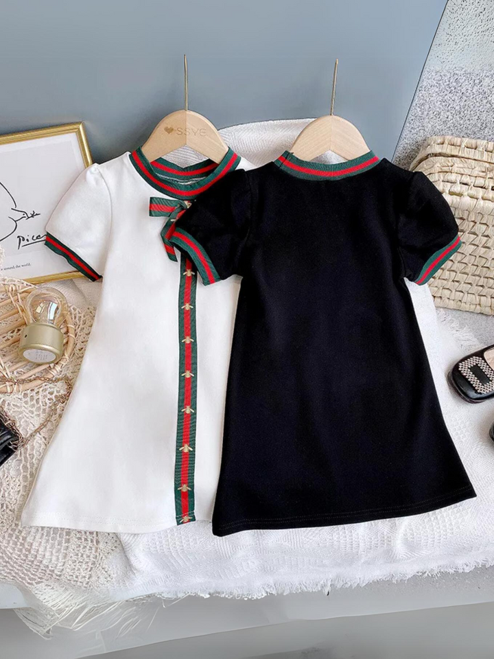 Girls Classic Short Sleeve Bow Dress
