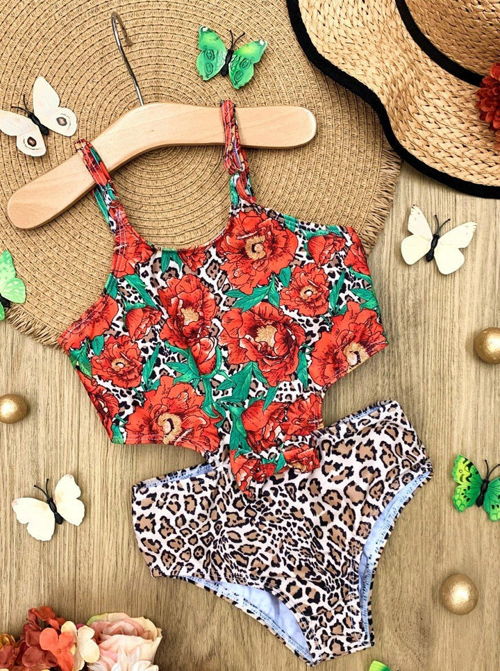 Mia Belle Girls Open Side One Piece Swimsuit | Girls Swimwear