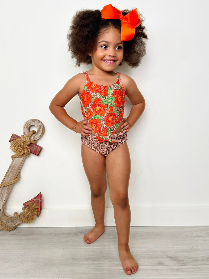 Mia Belle Girls Open Side One Piece Swimsuit | Girls Swimwear