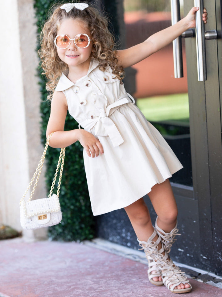 How Timeless Belted Trench Dress - Mia Belle Girls