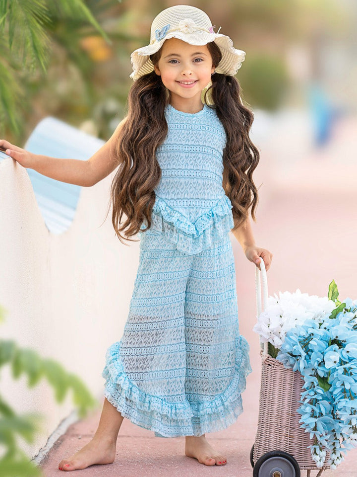 Sway My Way Lace Top and Ruffle Pants Set