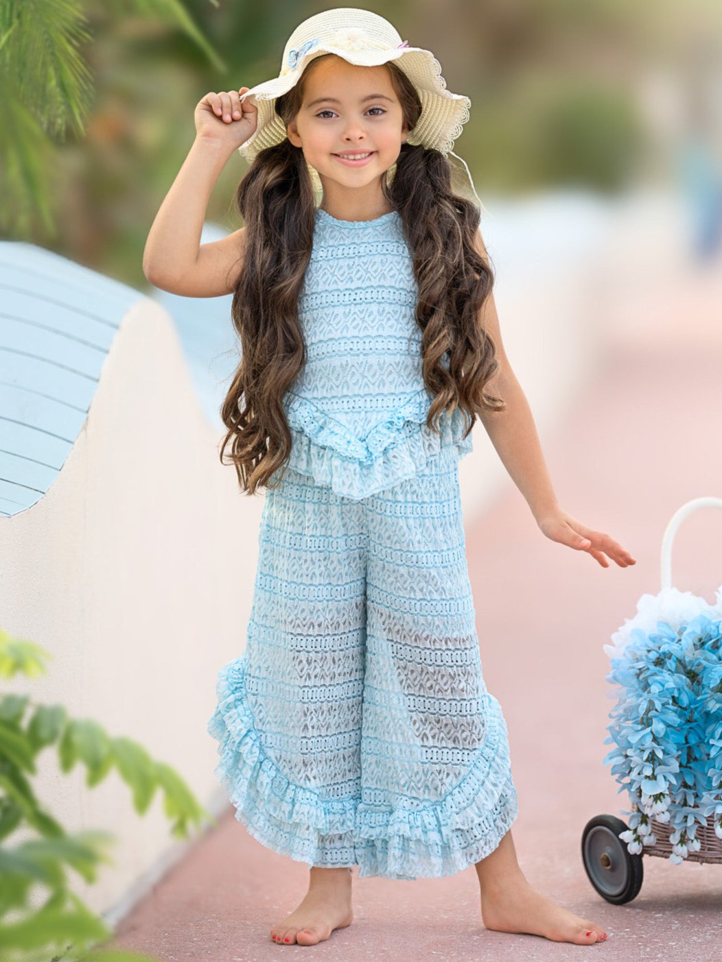 Sway My Way Lace Top and Ruffle Pants Set