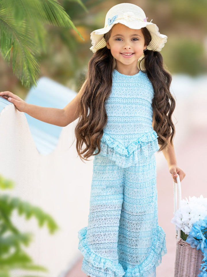 Sway My Way Lace Top and Ruffle Pants Set