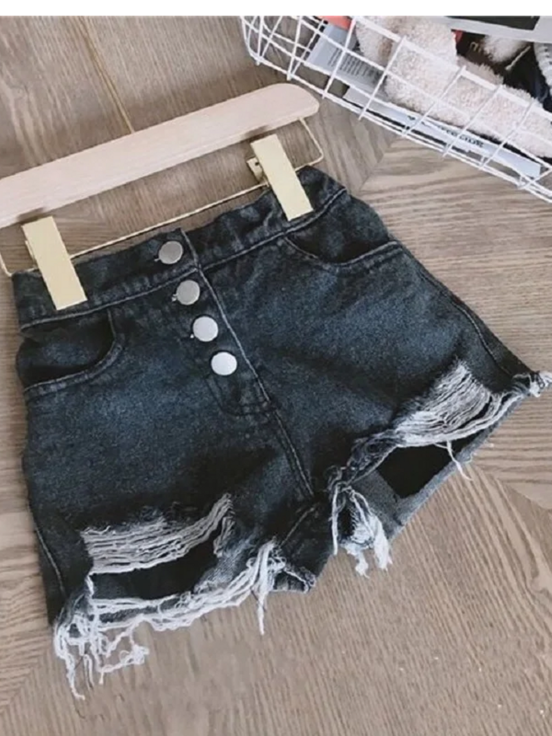 Distressed Denim Shorts