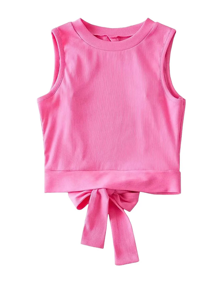 Chic Bow-Back Ribbed Tank Top