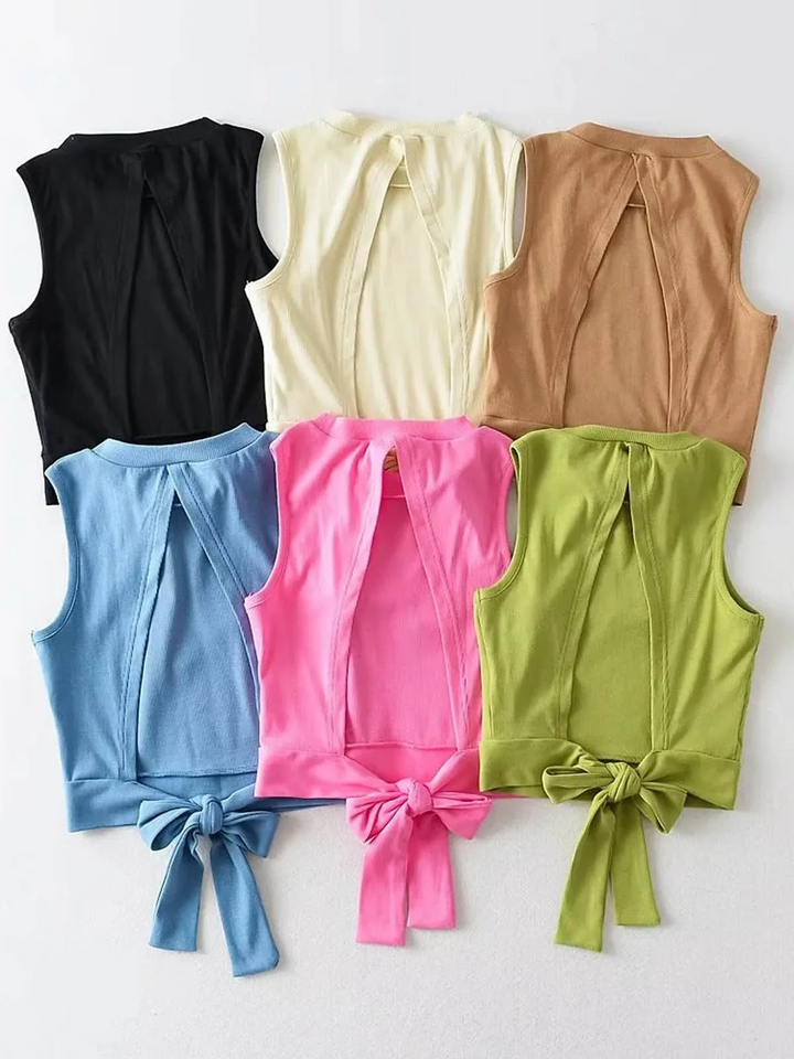Chic Bow-Back Ribbed Tank Top