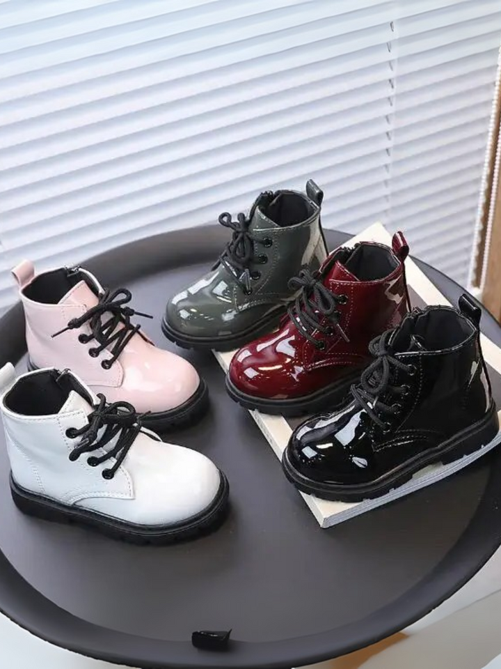 Girls Faux Leather Combat Boots