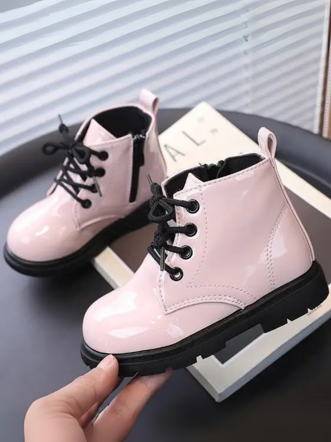 Girls Faux Leather Combat Boots