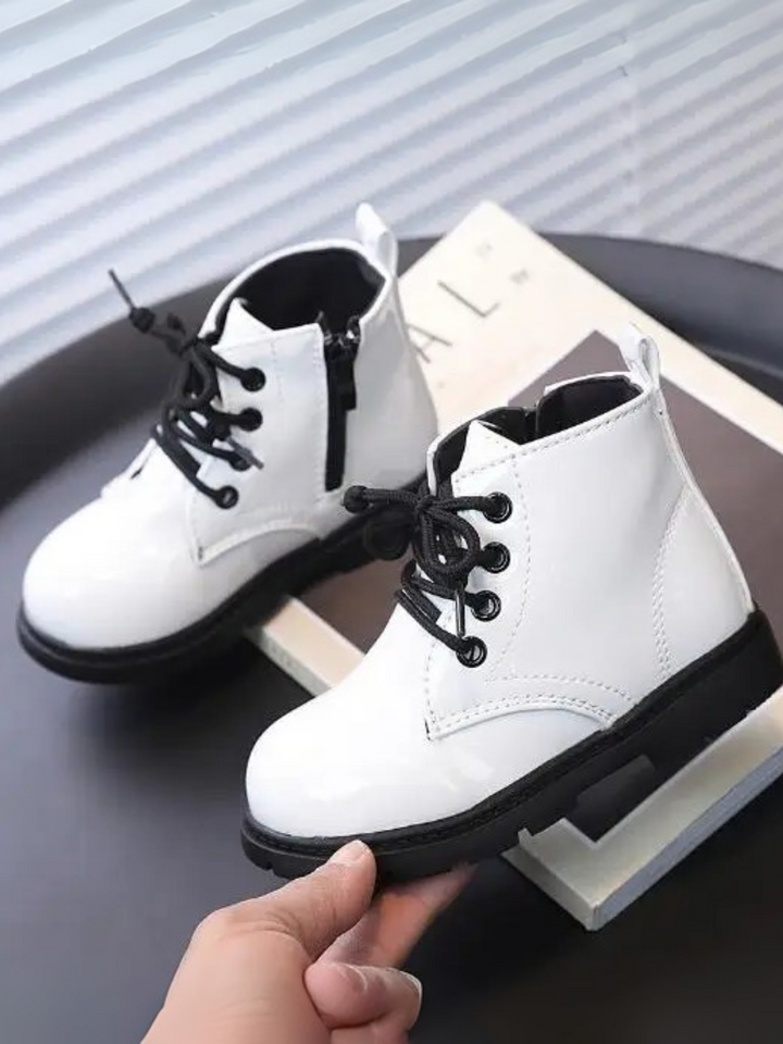 Girls Faux Leather Combat Boots
