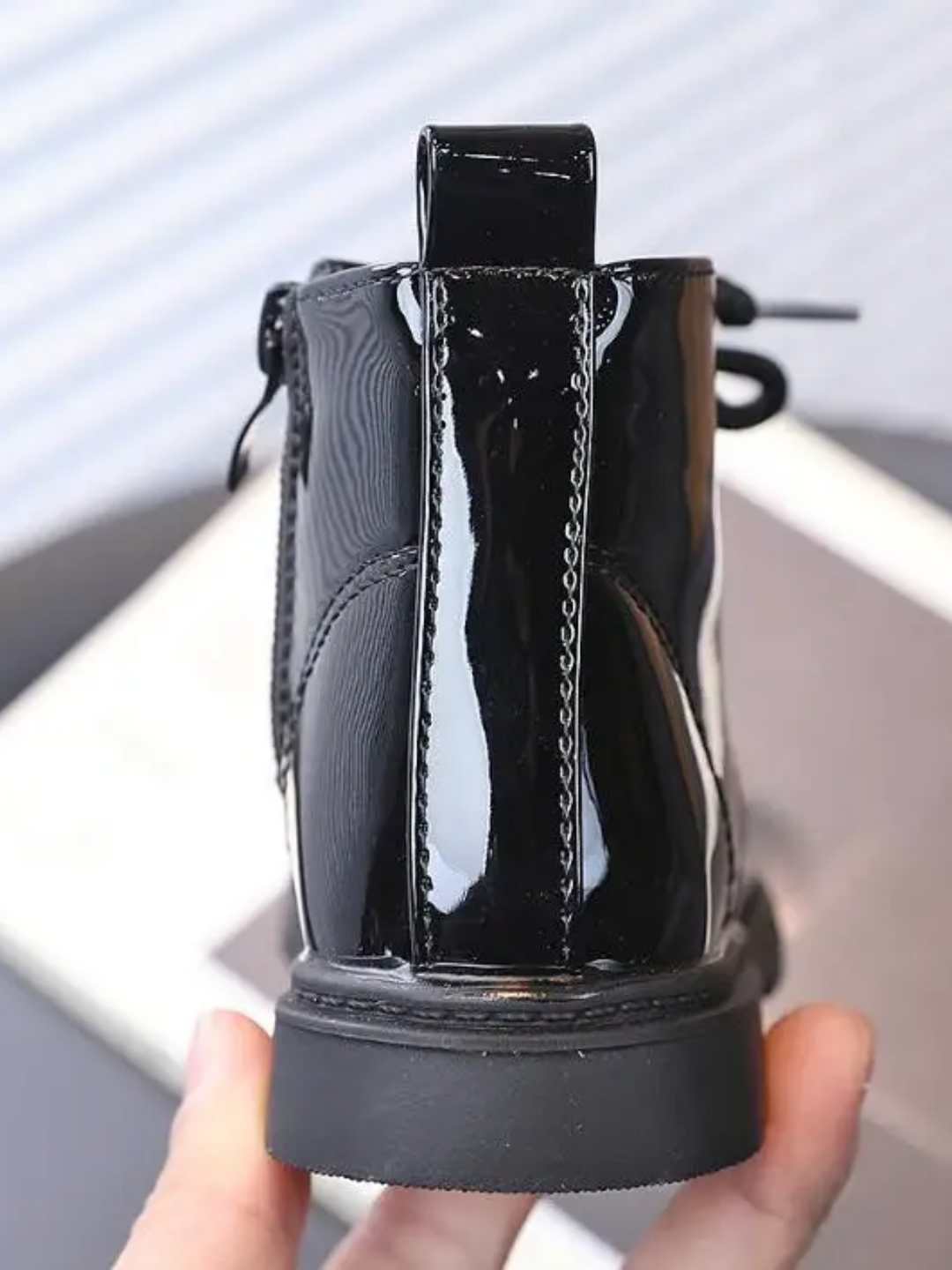 Girls Faux Leather Combat Boots