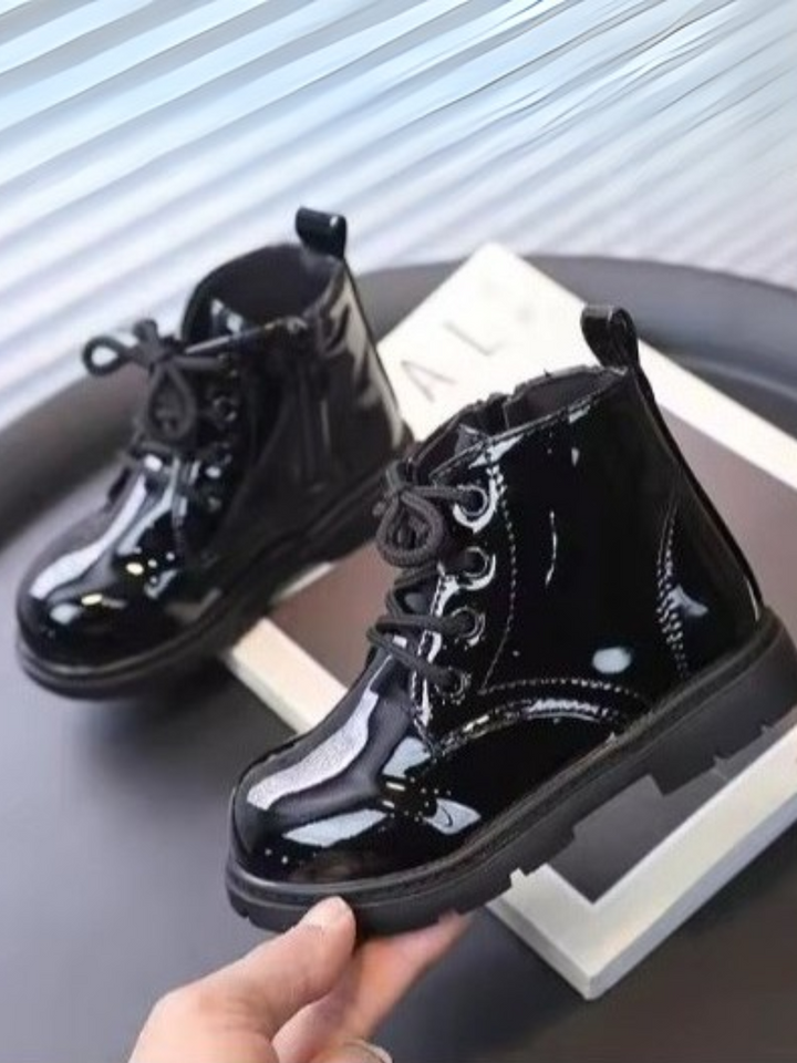 Girls Faux Leather Combat Boots