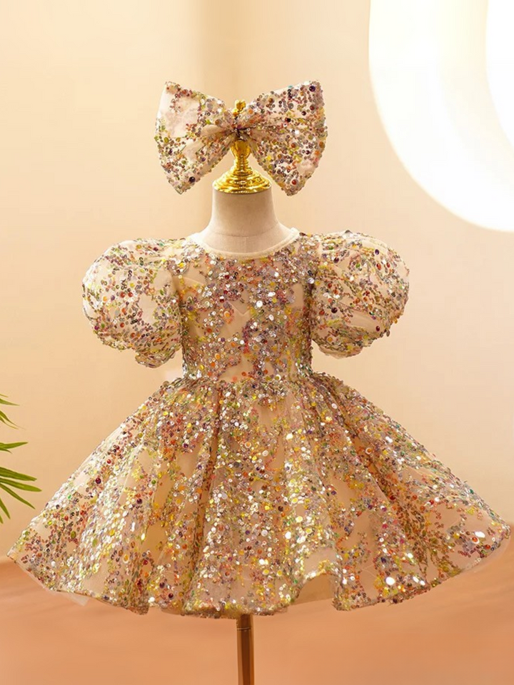 Gold Sequin Magic Mini Special Occasion Dress