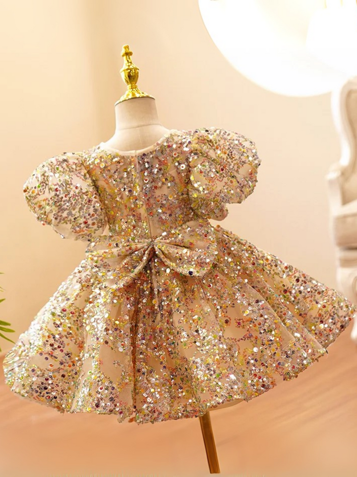 Gold Sequin Magic Mini Special Occasion Dress