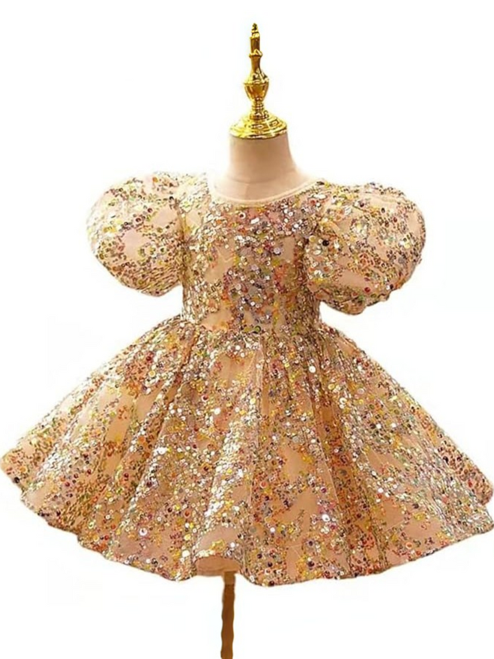 Gold Sequin Magic Mini Special Occasion Dress
